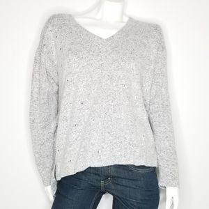 CHELSEA & THEODORE Gray V Neck Star Sweater